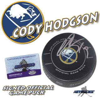 Cody Hodgson Signed Buffalo Sabres Official Game Puck - W/coa