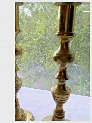 Vintage Pair solid Brass Candle Holders Stamped Made in England 2