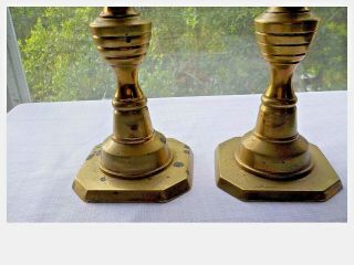 Vintage Pair solid Brass Candle Holders Stamped Made in England 3