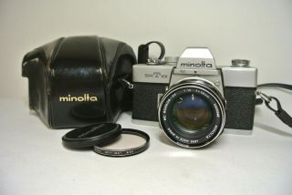 Vintage Minolta Srt 101 35mm Camera With Case & Mc Rokkor - Pf 58mm 1.  4 Lens