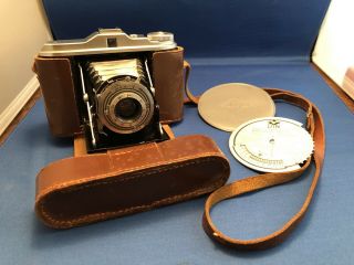 Vintage Agfa Isolette Folding Film Camera 85mm F/4.  5 Lens W/case And Light Meter