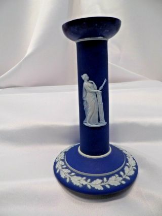 Vintage Wedgwood Cobalt Blue Jasperware Tapper Candle Holder