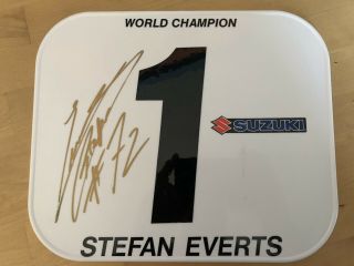 Stefan Everts Team Suzuki Autographed Number Plate Supercross Motocross Oakley