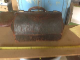 Vintage Leather Doctor Bag Seal Walrus? Large Satchel Tote Black Worn Patina