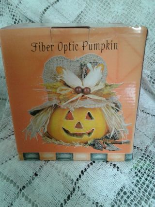 Vtg Halloween Fiber Optic Pumpkin Scarecrow Jack - O - Lantern BOXED 2
