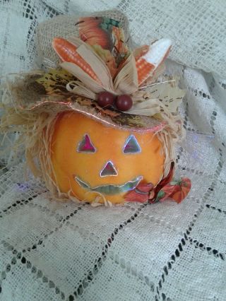 Vtg Halloween Fiber Optic Pumpkin Scarecrow Jack - O - Lantern BOXED 3