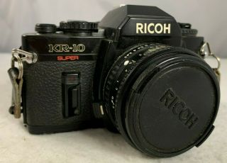 Ricoh Kr - 10 35mm Film Camera W/ Rikenon 50mm F2 Lens,  Strap