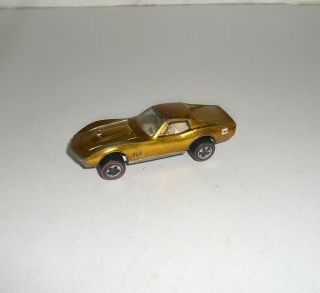 Vintage 1968 Mattel Hot Wheels Redline Custom Corvette Gold Usa