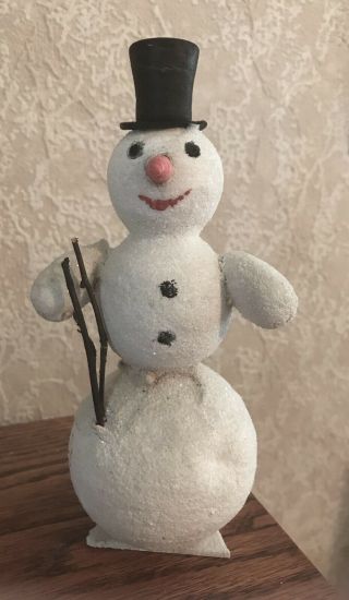 Vintage Mica Snowman Christmas Figure Austria