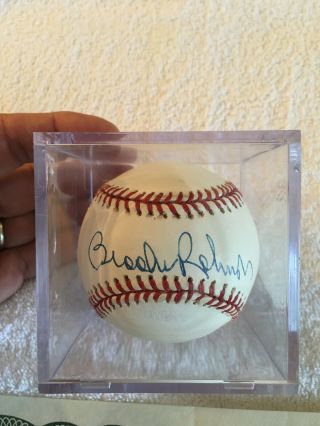 Brooks Robinson Autographed Authentic Major League Baseball " Great Signature "
