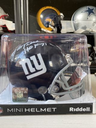 Y.  A.  Tittle York Giants Signed Mini Helmet W/ Hof ‘71 & Jsa Nr