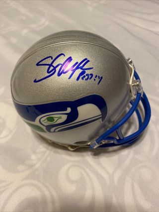 Seattle Seahawks Mini Helmet Signed Shaun Alexander Beckett Psalm Inscribed