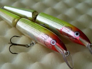 2x Vintage Rapala Jointed 13cm,  J - 13,  Cln - Clown Made In Ireland.