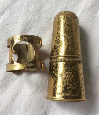 Early Vintage Selmer Tenor Saxophone Ligature & Cap For Hard Rubber Mouthpiece