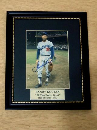 Los Angeles Dodgers Sandy Koufax Hall Famer Signed Autograph Photo Framed W/coa