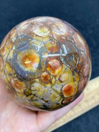 Polished Stone Sphere On Stone Stand - 623.  6 Grams - Vintage Estate Find