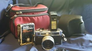 Vintage Yashica Electro 35 Gsn 35mm Film Camera With 45mm Lens And Accessories