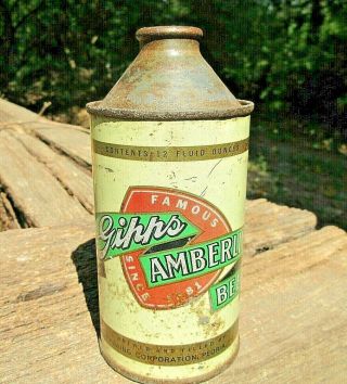 " Vintage Gipps Amberlin " Cone Top Beer Can Peoria Illinois