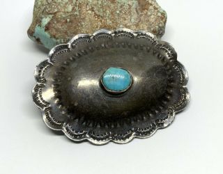 Old Pawn Vintage Large Navajo Sterling Silver Turquoise 1 Belt Oval Concho