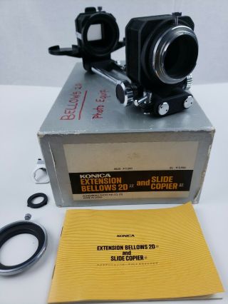 Vintage Konica Camera Extension Bellows 2d Slide Copier And Instructions
