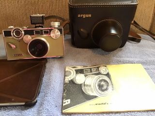 Vintage Photography Argus C3 35mm Camera W/50mm Coated Cintar Lens,  Leather Case
