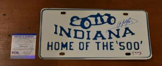 Rare Aj Foyt Signed Indianapolis 500 Old Stock License Plate - Psa Certified