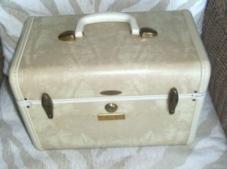 Vintage Samsonite Cream Marble Train Case Shwayder Bros.  Cosmetic Case