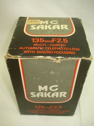 Vtg Pentax Sakar Lens 135mm F2.  5 Multi - Coated Macro Focusing C1