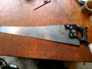 Vintage H.  Disston And Sons Black 26 " Wood Rip Saw