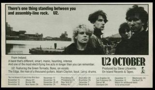 1981 U2 Photo October Album Release Vintage Print Ad