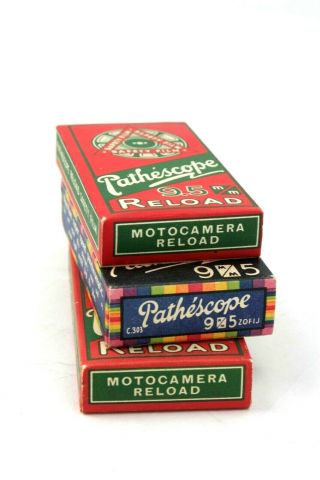 Three Pathescope 9.  5mm Films/motocamera Re - Loads