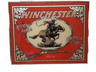 Vintage Winchester Repeating Arms Company Model 1873 Rifle Mirror / Sign