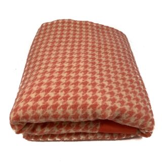 Vintage North Star Wool Blanket 76 X 92 Pink Houndstooth With Satin Trim