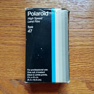 Vintage Polaroid Type 47 High Speed Land Film Black & White 1 Roll 8 Prints Nos