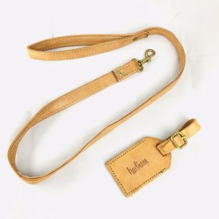 Vintage 30 " Hartmann Tan Leather Brass Luggage Suitcase Pull Along Strap Id Tag