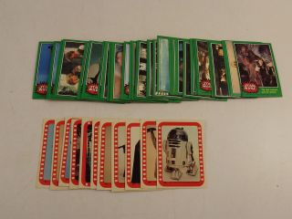 Vtg 1977 Topps Star Wars Series 4 Green Cards (66) 199 - 264 & 11 Stickers 34 - 44