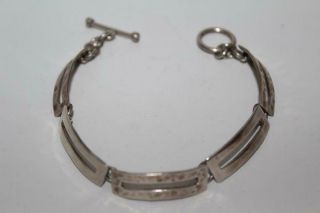 Vtg.  925 Sterling Silver Mexico Bar Link Toggle Bracelet 6.  75 " 13.  2g (r - 285)