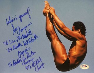Greg Louganis Signed Autographed Olympic Diving 8x10 Photo Gold Medal Psa/dna