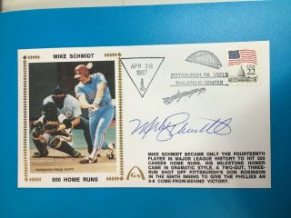 1987 Fdc First Day Cover Signed By Mike Schmidt Phillies 500 Home Runs
