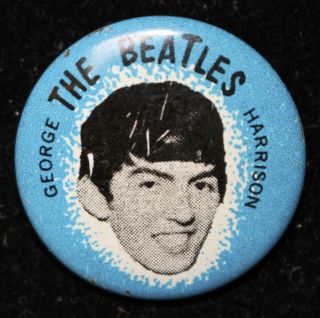 Vintage 1964 Pinback - The Beatles - George Harrison - Green Duck Co.  - Seltaer