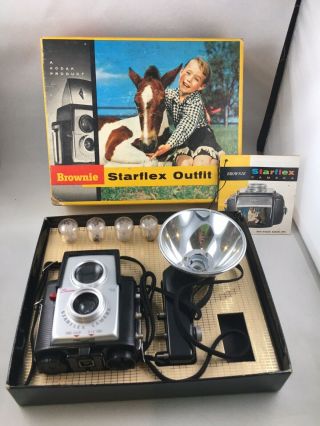 Vtg Kodak Brownie Starflex Camera Outfit Flashbulbs Box Vintage