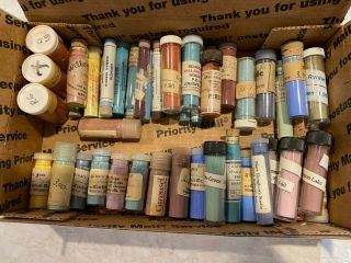 48 Vintage China Paint Vials - Assorted Manufacturers Some New/some Old