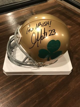 Golden Tate Signed Auto Autograph Notre Dame Mini Helmet Go Irish Inscription