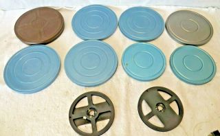 6 " & 7 " - 8mm Movie Film Metal Canisters,  One 16mm Canister & Two 5 " Reels