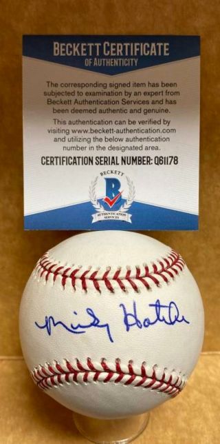 Mickey Hatcher Los Angeles Dodgers Signed Auto M.  L.  Baseball Beckett Q61178