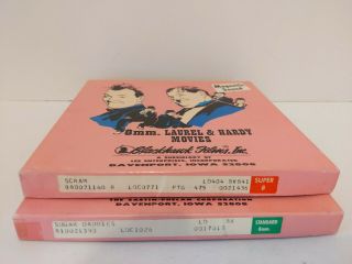 2 Blackhawk Laurel & Hardy 8mm Films Scram (8) & Sugar Daddies (standard)