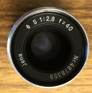 Jena Sonnar 40mm 1:2.  8 lens for Bell & Howell Filmo mount,  hood 2