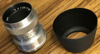 Jena Sonnar 40mm 1:2.  8 lens for Bell & Howell Filmo mount,  hood 3