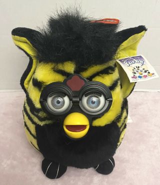 Vintage 1999 Furby Tiger Yellow Black Striped Nanco Plush Stuffed Toy Animal