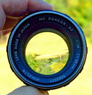 Minolta Mc Rokkor - Pf 58mm F/1.  4 Lens For Minolta 35mm Slr Cameras,  Please Read